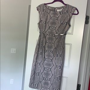 Snake print Calvin Klein belted dress